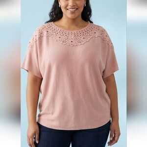 Elegant Pink Lace Women's Top Pit 28
